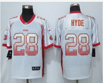 Nike San Francisco 49ers #28 Carlos Hyde Drift Fashion White Elite Jerseys Nike San Francisco 49ers #28 Carlos Hyde Drift Fashion White Elite Jerseys