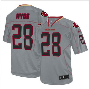 Nike San Francisco 49ers #28 Carlos Hyde Lights Out Grey Men's NFL Elite Jersey