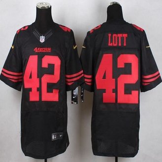 New San Francisco 49ers #42 Ronnie Lott Black Alternate Men's Stitched NFL Elite Jersey