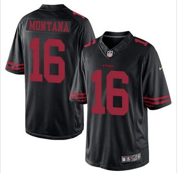 New San Francisco 49ers #16 Joe Montana Black Alternate Men's Stitched NFL Limited Jersey New San Francisco 49ers #16 Joe Montana Black Alternate Men's Stitched NFL Limited Jersey