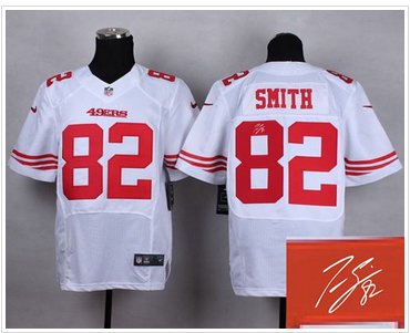 New San Francisco 49ers #82 Torrey Smith White Men's Stitched NFL Elite Autographed Jersey