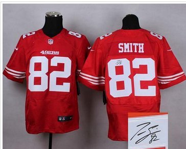 NEW San Francisco 49ers #82 Torrey Smith Red Team Color Men's Stitched NFL Elite Autographed Jersey