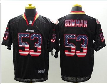 NEW San Francisco 49ers #53 NaVorro Bowman Black NFL Elite USA Flag Fashion Jersey NEW San Francisco 49ers #53 NaVorro Bowman Black NFL Elite USA Flag Fashion Jersey