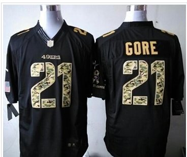 NEW San Francisco 49ers #21 Frank Gore Black NFL Limited Salute to Service Jersey