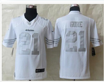 NEW San Francisco 49ers #21 Frank Gore White NFL Limited Platinum Jersey NEW San Francisco 49ers #21 Frank Gore White NFL Limited Platinum Jersey