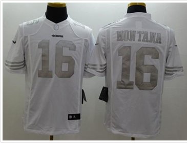 NEW 49ers #16 Joe Montana White Men's Stitched NFL Limited Platinum Jersey NEW 49ers #16 Joe Montana White Men's Stitched NFL Limited Platinum Jersey