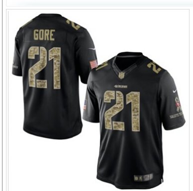 San Francisco 49ers #21 Frank Gore NEW Black Salute To Service Jersey San Francisco 49ers #21 Frank Gore NEW Black Salute To Service Jersey
