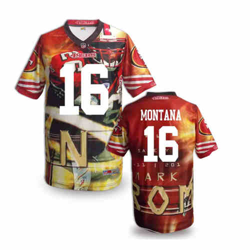 New San Francisco 49ers 16 Joe Montana Team Color NFL Elite Fanatical Version Jersey