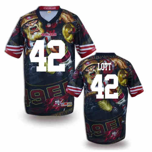 New San Francisco 49ers 42 Ronnie Lott Team Color Elite Fanatical Version Jersey