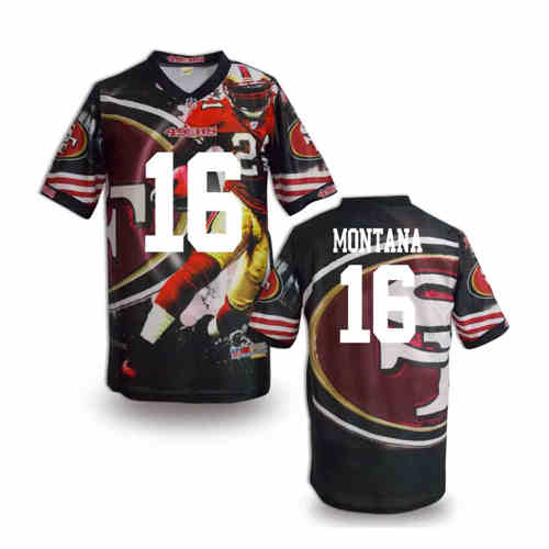 New San Francisco 49ers 16 Joe Montana Team Color Elite Fanatical Version Jerseys