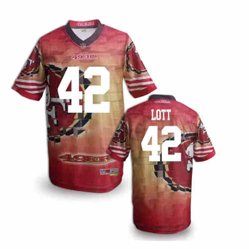 New San Francisco 49ers #42 Ronnie Lott Team Color NFL Elite Fanatical Version Jerseys