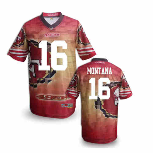 New San Francisco 49ers #16 Joe Montana Team Color NFL Elite Fanatical Version Jerseys New San Francisco 49ers #16 Joe Montana Team Color NFL Elite Fanatical Version Jerseys
