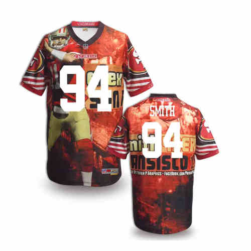 New San Francisco 49ers #94 Justin Smith Team Color Elite Fanatical Version Jerseys