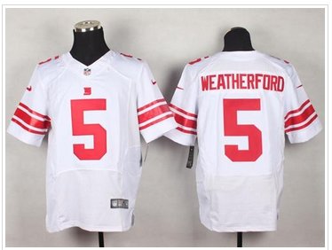 NEW Giants #5 Steve Weatherford White Men's Stitched NFL Elite Jersey