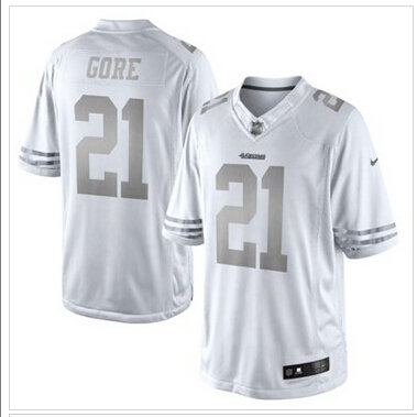 New San Francisco 49ers #21 Frank Gore White Platinum Jersey