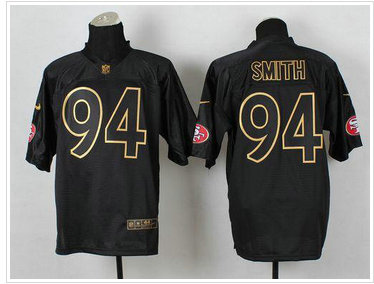 San Francisco 49ers #94 Justin Smith Black Gold No. Fashion NFL Elite Jersey