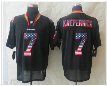 New San Francisco 49ers #7 Colin Kaepernick USA Flag Fashion Black Elite Jerseys New San Francisco 49ers #7 Colin Kaepernick USA Flag Fashion Black Elite Jerseys
