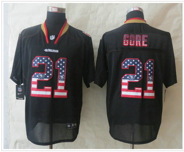 New San Francisco 49ers #21 Frank Gore USA Flag Fashion Black Elite Jerseys New San Francisco 49ers #21 Frank Gore USA Flag Fashion Black Elite Jerseys