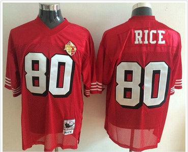 Mitchell and Ness San Francisco 49ers #80 Jerry Rice Red With 50TH 1996 Stitched NFL Jersey Mitchell and Ness San Francisco 49ers #80 Jerry Rice Red With 50TH 1996 Stitched NFL Jersey