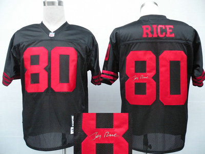 San Francisco 49ers #80 Jerry Rice Mitchell and Ness Black Throwback Jersey(Signed Elite) San Francisco 49ers #80 Jerry Rice Mitchell and Ness Black Throwback Jersey(Signed Elite)