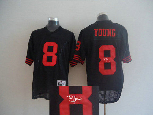 San Francisco 49ers 8 Steve Young Mitchell and Ness Black Throwback Jersey(Signed Elite) San Francisco 49ers 8 Steve Young Mitchell and Ness Black Throwback Jersey(Signed Elite)