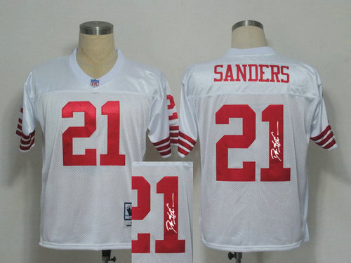 San Francisco 49ers 21# Deion sanders White Throwback Jersey(Signed Elite) San Francisco 49ers 21# Deion sanders White Throwback Jersey(Signed Elite)
