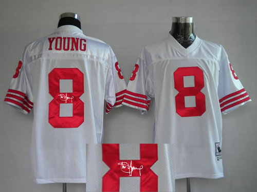 San Francisco 49ers 8 Steve Young White Throwback Jersey(Signed Elite) San Francisco 49ers 8 Steve Young White Throwback Jersey(Signed Elite)
