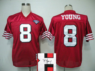 San Francisco 49ers 8 Steve Young 75TH Throwback Jersey(Signed Elite) San Francisco 49ers 8 Steve Young 75TH Throwback Jersey(Signed Elite)