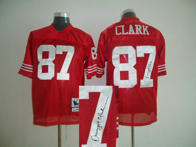 san francisco 49ers #87 clark Red Throwback Jersey(Signed Elite)