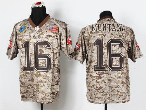 NEW San Francisco 49ers #16 Joe Montana Camo NFL Elite USMC Jersey(USA) NEW San Francisco 49ers #16 Joe Montana Camo NFL Elite USMC Jersey(USA)