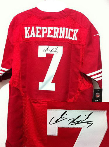 NEW NFL San Francisco 49ers 7 Colin Kaepernick Red Signed Jerseys-Elite