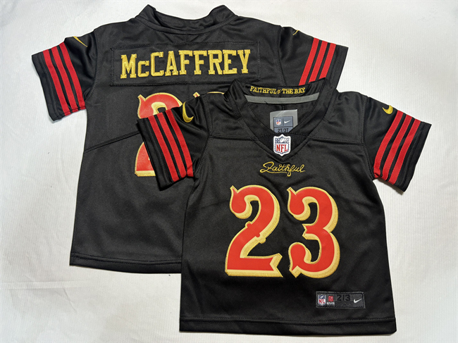 Toddlers San Francisco 49ers #23 Christian McCaffrey Black 2025 F.U.S.E. “Rivalries” Vapor Limited Stitched Football Jersey Toddlers San Francisco 49ers #23 Christian McCaffrey Black 2025 F.U.S.E. “Rivalries” Vapor Limited Stitched Football Jersey