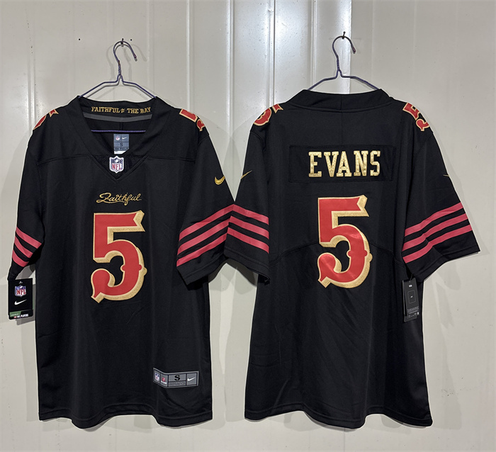 Men's San Francisco 49ers #5 Mike Evans Black 2025 “Rivalries” Vapor Limited Stitched Football Jersey Men's San Francisco 49ers #5 Mike Evans Black 2025 “Rivalries” Vapor Limited Stitched Football Jersey