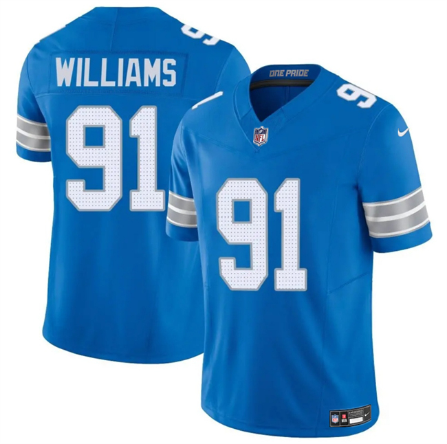 Men's Detroit Lions #91 Tyleik Williams Blue 2025 F.U.S.E. Vapor Limited Stitched Jersey Men's Detroit Lions #91 Tyleik Williams Blue 2025 F.U.S.E. Vapor Limited Stitched Jersey