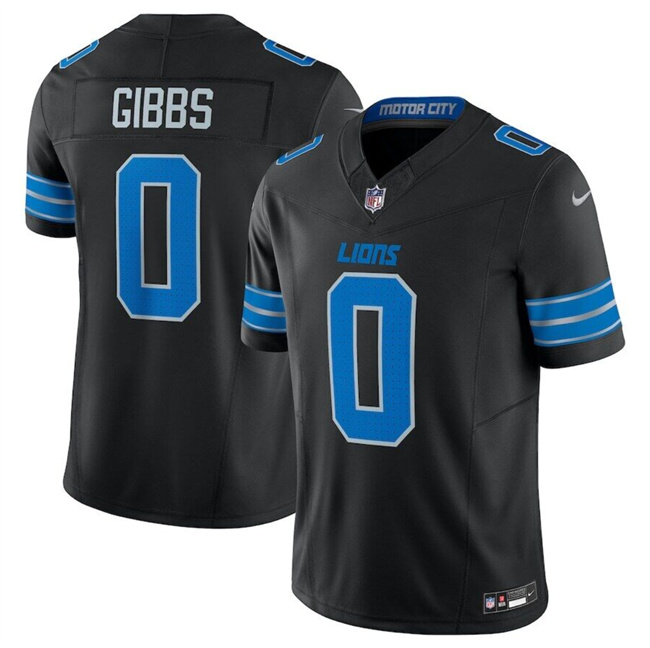 Men's Detroit Lions #0 Jahymr Gibbs Black 2025 F.U.S.E. Vapor Limited Stitched Jersey Men's Detroit Lions #0 Jahymr Gibbs Black 2025 F.U.S.E. Vapor Limited Stitched Jersey