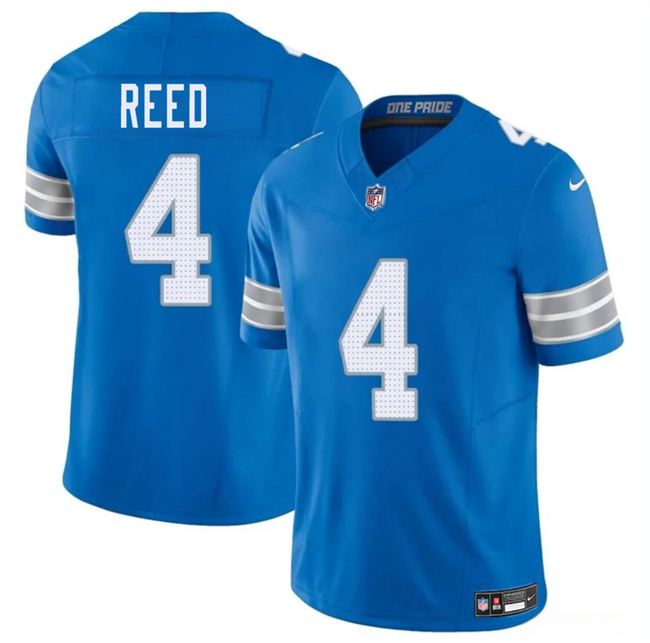 Men's Detroit Lions #4 D.J. Reed Blue 2025 F.U.S.E. Vapor Limited Stitched Jersey Men's Detroit Lions #4 D.J. Reed Blue 2025 F.U.S.E. Vapor Limited Stitched Jersey
