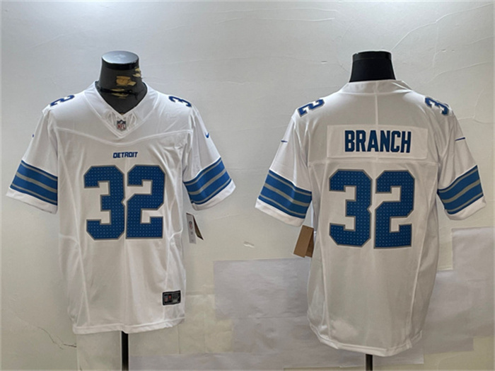 Men's Detroit Lions #32 Brian Branch White 2024 F.U.S.E. Vapor Limited Stitched Jersey Men's Detroit Lions #32 Brian Branch White 2024 F.U.S.E. Vapor Limited Stitched Jersey