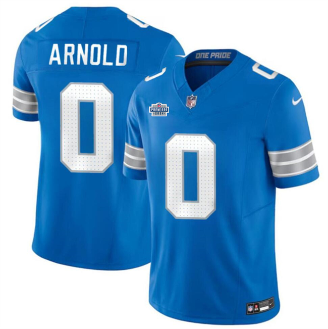 Men's Detroit Lions #0 Terrion Arnold New Blue 2024 With Dradt Patch F.U.S.E. Vapor Limited Stitched Jersey Men's Detroit Lions #0 Terrion Arnold New Blue 2024 With Dradt Patch F.U.S.E. Vapor Limited Stitched Jersey