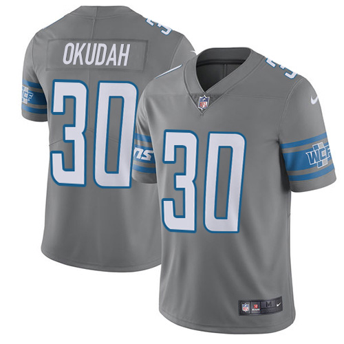 Nike Lions #30 Jeff Okudah Gray Men's Stitched NFL Limited Rush Jersey Nike Lions #30 Jeff Okudah Gray Men's Stitched NFL Limited Rush Jersey