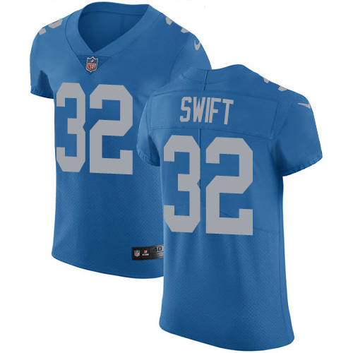 Nike Lions #32 D'Andre Swift Blue Throwback Men's Stitched NFL Vapor Untouchable Elite Jersey Nike Lions #32 D'Andre Swift Blue Throwback Men's Stitched NFL Vapor Untouchable Elite Jersey