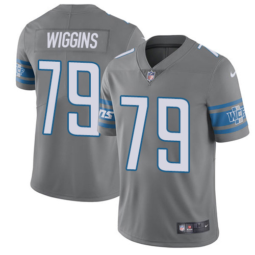 Nike Lions #79 Kenny Wiggins Gray Men's Stitched NFL Limited Rush Jersey Nike Lions #79 Kenny Wiggins Gray Men's Stitched NFL Limited Rush Jersey