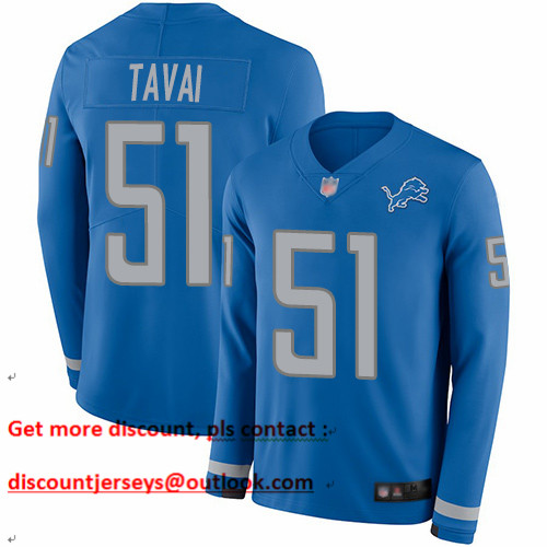 Lions #51 Jahlani Tavai Blue Team Color Men's Stitched Football Limited Therma Long Sleeve Jersey Lions #51 Jahlani Tavai Blue Team Color Men's Stitched Football Limited Therma Long Sleeve Jersey
