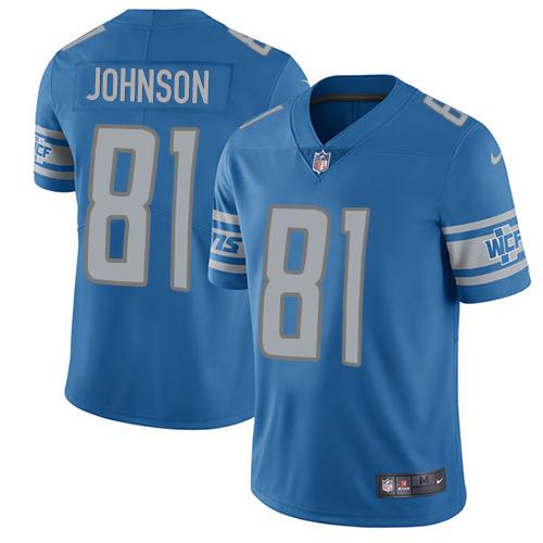 Nike Lions #81 Calvin Johnson Blue Team Color Men's Stitched NFL Vapor Untouchable Limited Jersey Nike Lions #81 Calvin Johnson Blue Team Color Men's Stitched NFL Vapor Untouchable Limited Jersey