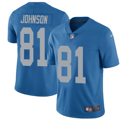 Nike Lions #81 Calvin Johnson Blue Throwback Men's Stitched NFL Vapor Untouchable Limited Jersey Nike Lions #81 Calvin Johnson Blue Throwback Men's Stitched NFL Vapor Untouchable Limited Jersey