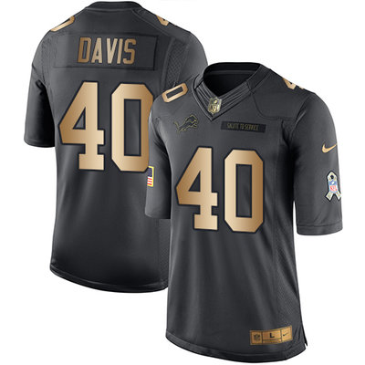 Nike Lions #40 Jarrad Davis Black Men's Stitched NFL Limited Gold Salute To Service Jersey Nike Lions #40 Jarrad Davis Black Men's Stitched NFL Limited Gold Salute To Service Jersey