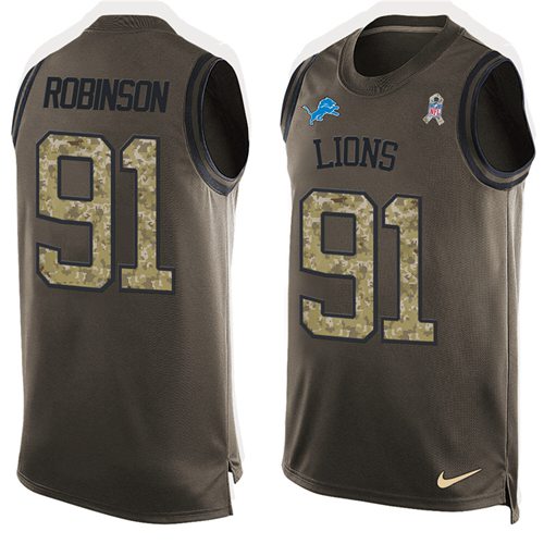 Nike Lions #91 A'Shawn Robinson Green Men's Stitched NFL Limited Salute To Service Tank Top Jersey Nike Lions #91 A'Shawn Robinson Green Men's Stitched NFL Limited Salute To Service Tank Top Jersey