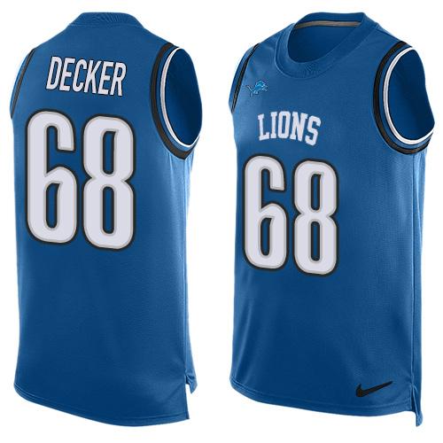 Nike Lions #68 Taylor Decker Blue Team Color Men's Stitched NFL Limited Tank Top Jersey Nike Lions #68 Taylor Decker Blue Team Color Men's Stitched NFL Limited Tank Top Jersey