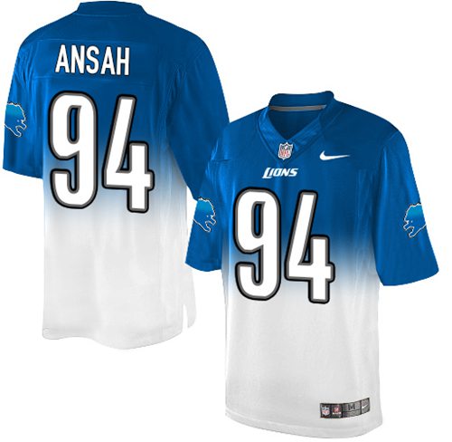 Nike Lions #94 Ziggy Ansah Blue White Men's Stitched NFL Elite Fadeaway Fashion Jersey Nike Lions #94 Ziggy Ansah Blue White Men's Stitched NFL Elite Fadeaway Fashion Jersey