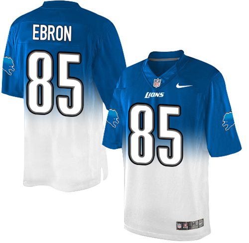 Nike Lions #85 Eric Ebron Blue White Men's Stitched NFL Elite Fadeaway Fashion Jersey Nike Lions #85 Eric Ebron Blue White Men's Stitched NFL Elite Fadeaway Fashion Jersey