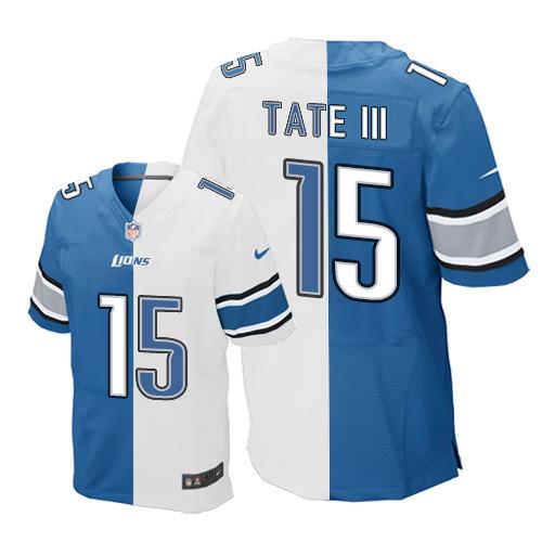 Nike Lions #15 Golden Tate III Blue White Men's Stitched NFL Elite Split Jersey Nike Lions #15 Golden Tate III Blue White Men's Stitched NFL Elite Split Jersey